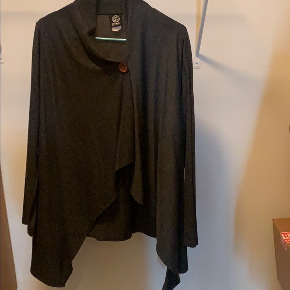 Bobeau hand made cardigan M charcoal grey